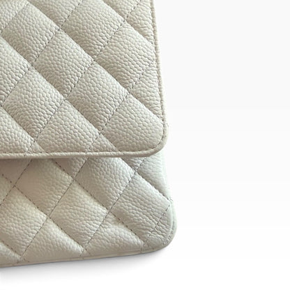 CHANEL Classic Medium Double Flap White Caviar Gold Hardware product photograph 8 - VaultedVIP