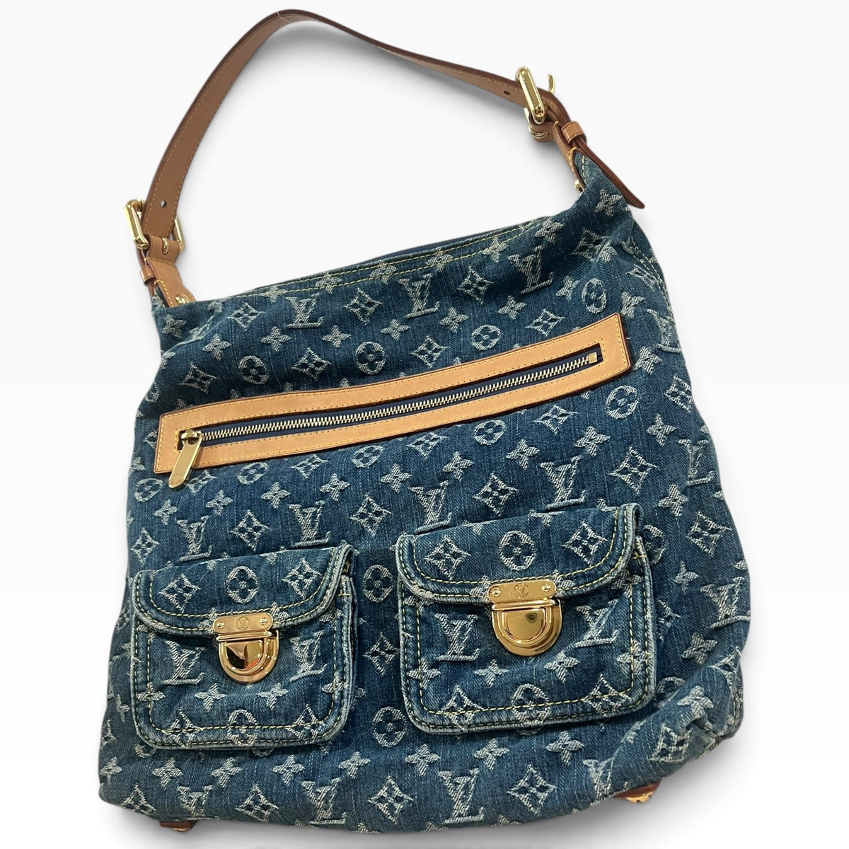 Louis Vuitton Vintage Monogram Denim Baggy GM Blue M95048 product photograph 3 - VaultedVIP