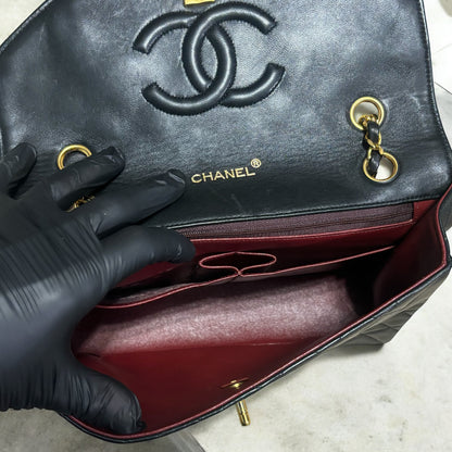 CHANEL Vintage 0 Series Classic Flap Black Lambskin 24K Gold product photograph 12 - VaultedVIP