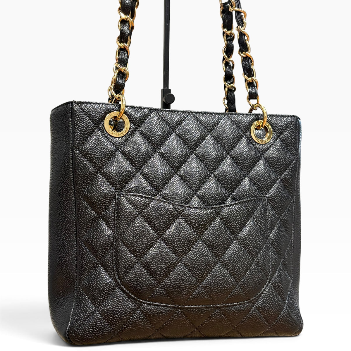 CHANEL Petite Shopping Tote PST Black Caviar Gold product photograph 3 - VaultedVIP