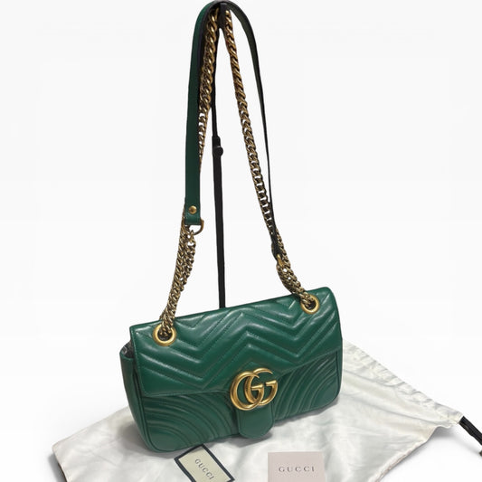 Gucci GG Marmont Emerald Green Matelasse Shoulder Bag product photograph 1 - VaultedVIP