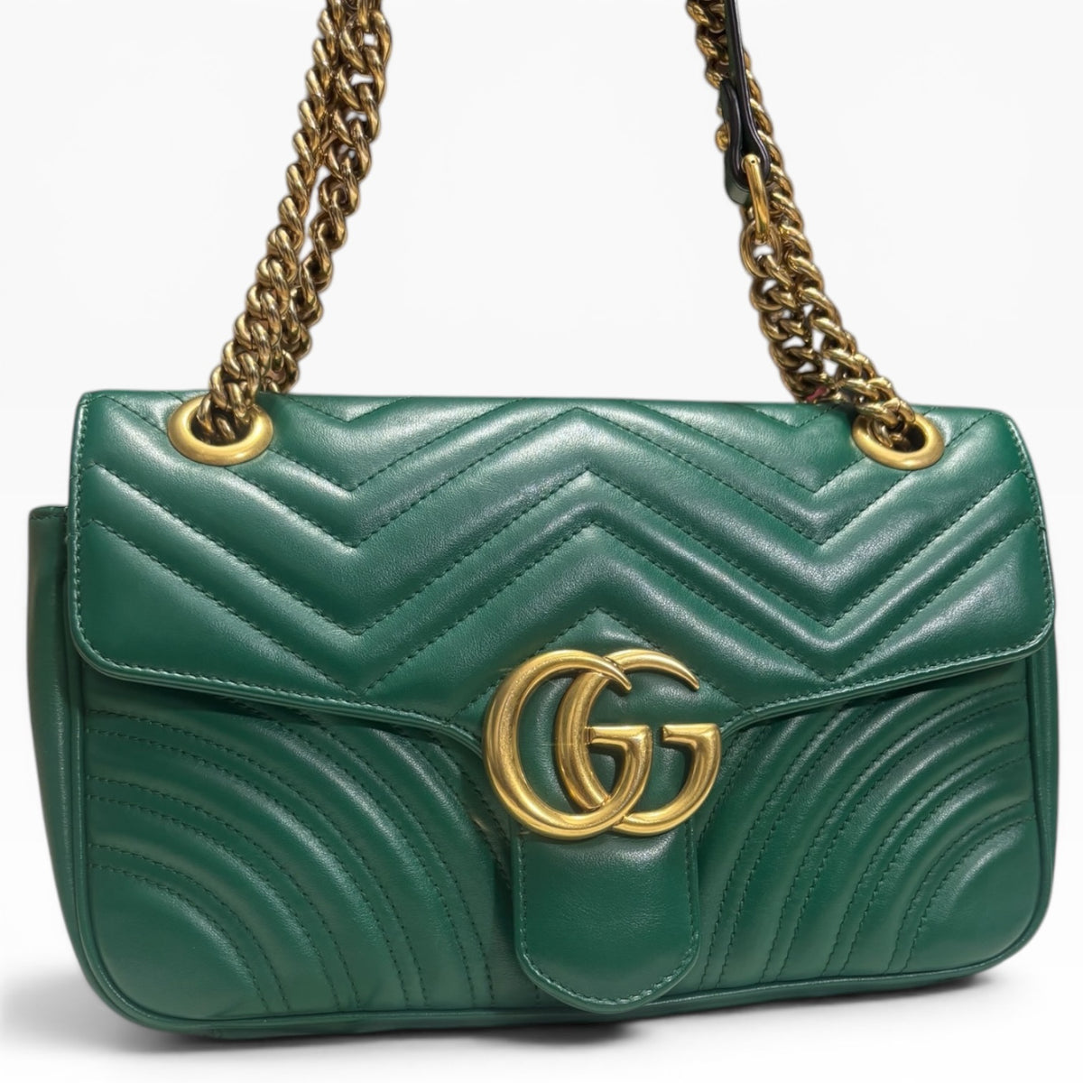 Gucci GG Marmont Emerald Green Matelasse Shoulder Bag product photograph 2 - VaultedVIP