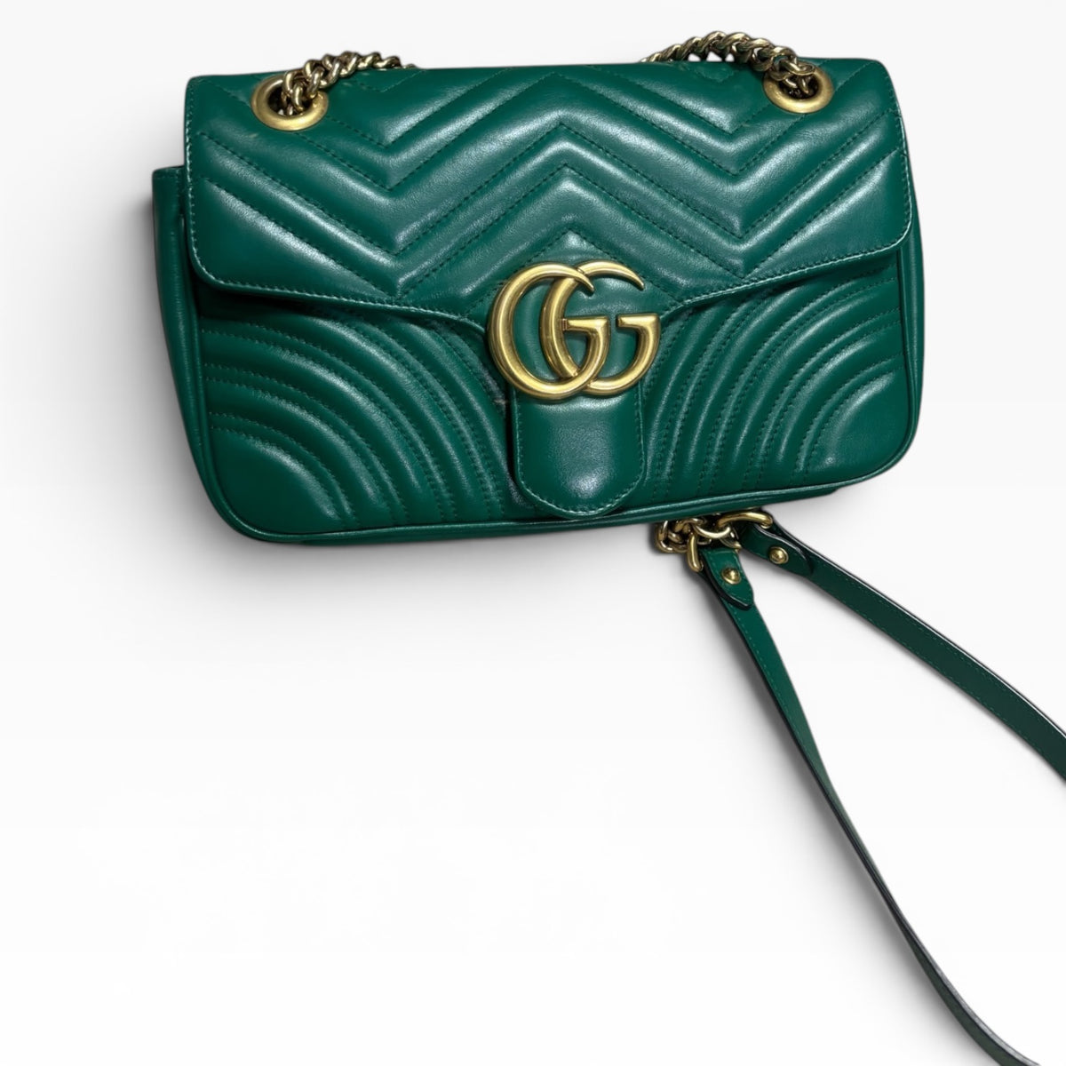 Gucci GG Marmont Emerald Green Matelasse Shoulder Bag product photograph 4 - VaultedVIP