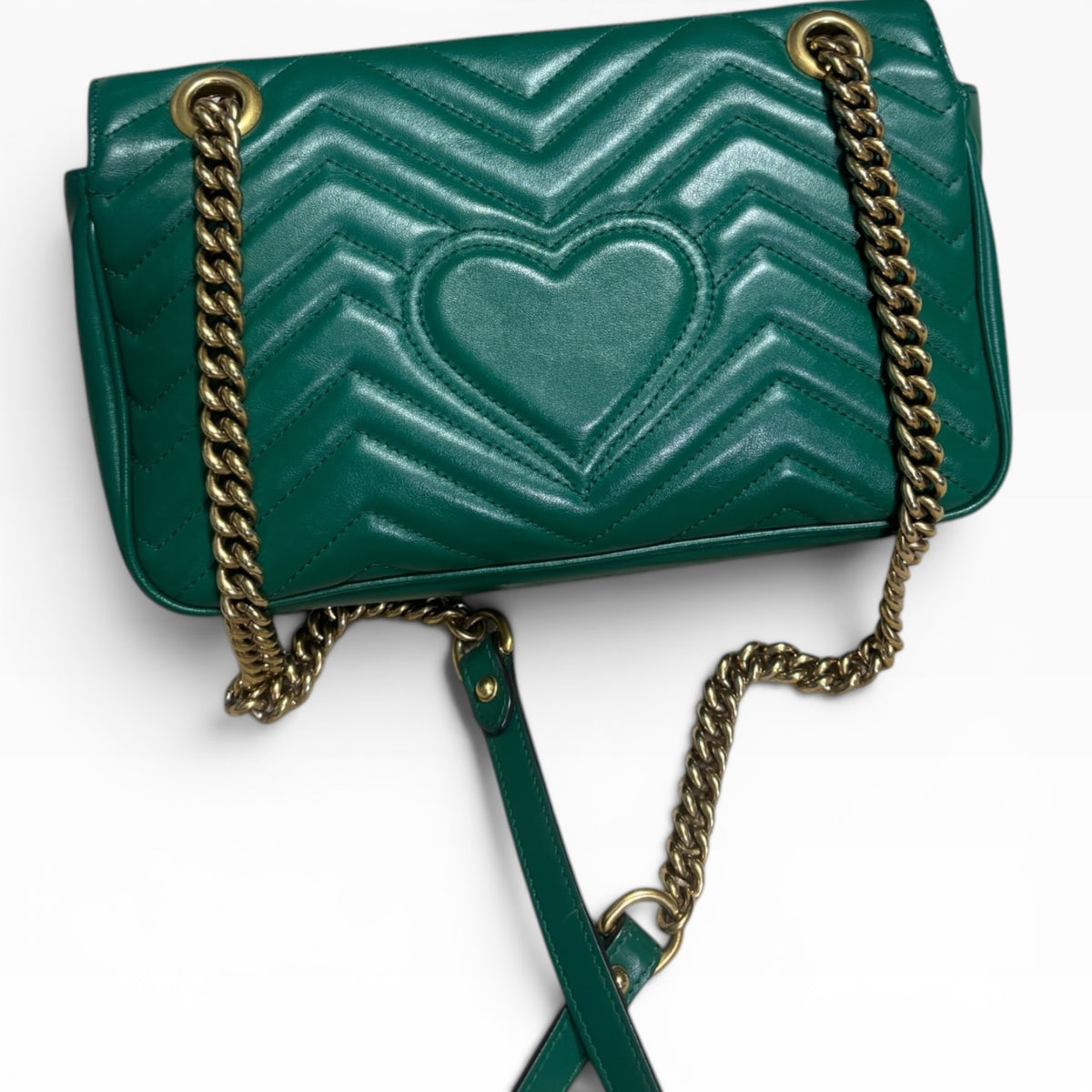 Gucci GG Marmont Emerald Green Matelasse Shoulder Bag product photograph 5 - VaultedVIP