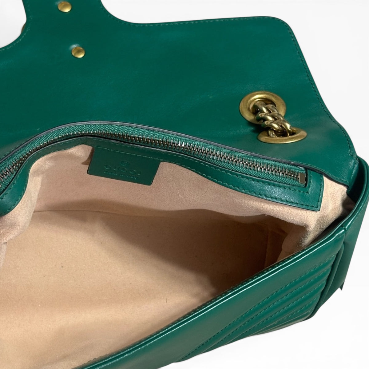 Gucci GG Marmont Emerald Green Matelasse Shoulder Bag product photograph 9 - VaultedVIP