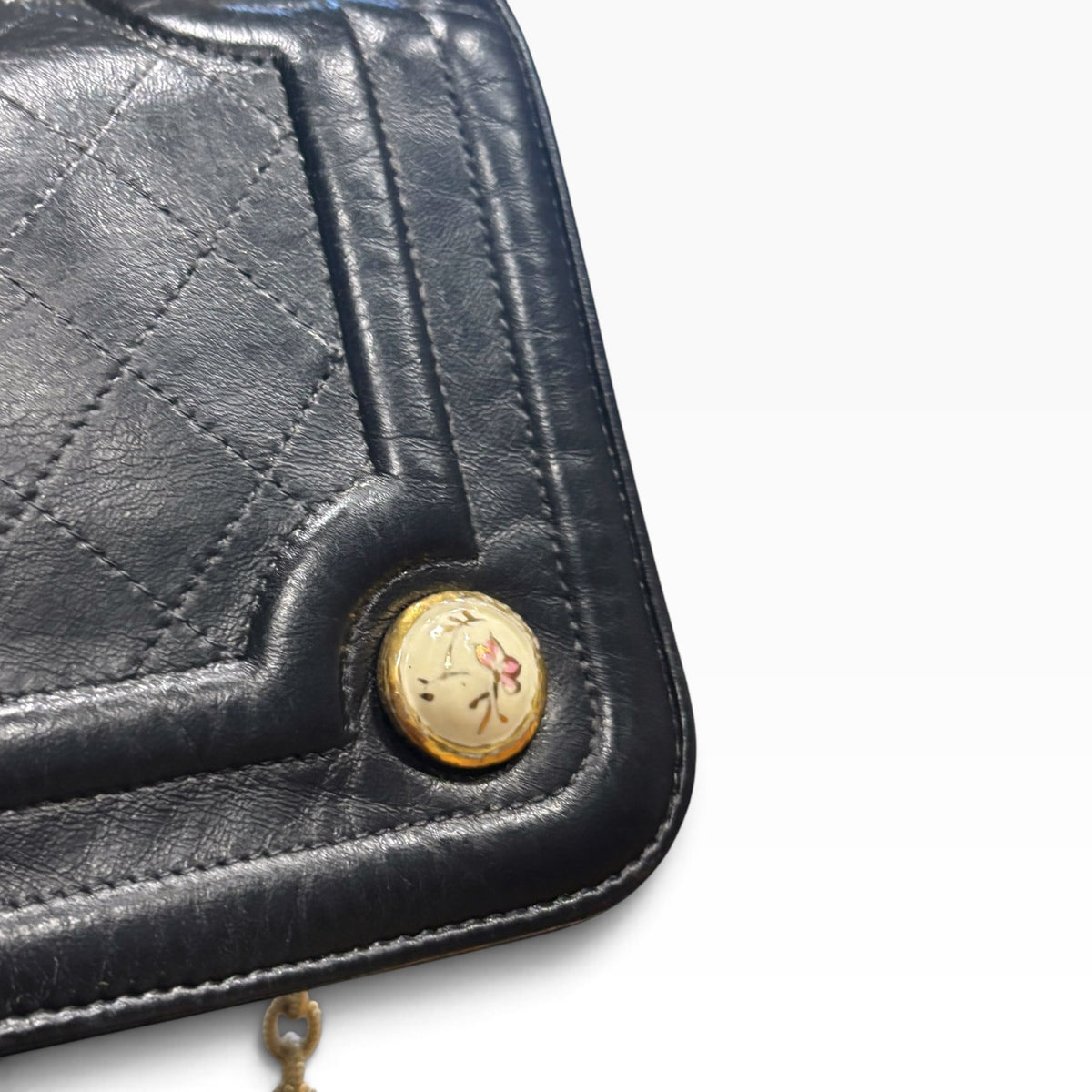 CHANEL Evening in Versailles Black Quilted Leather Chain Bag with Porcelain Accents