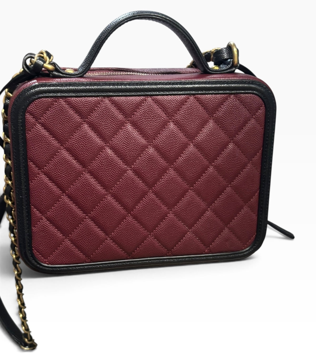 CHANEL CC Filigree Medium Vanity Case Burgundy Caviar 2019 product photograph 5 - VaultedVIP