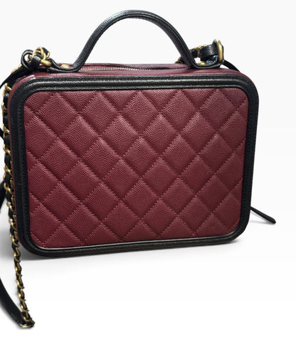 CHANEL CC Filigree Medium Vanity Case Burgundy Caviar 2019 product photograph 5 - VaultedVIP