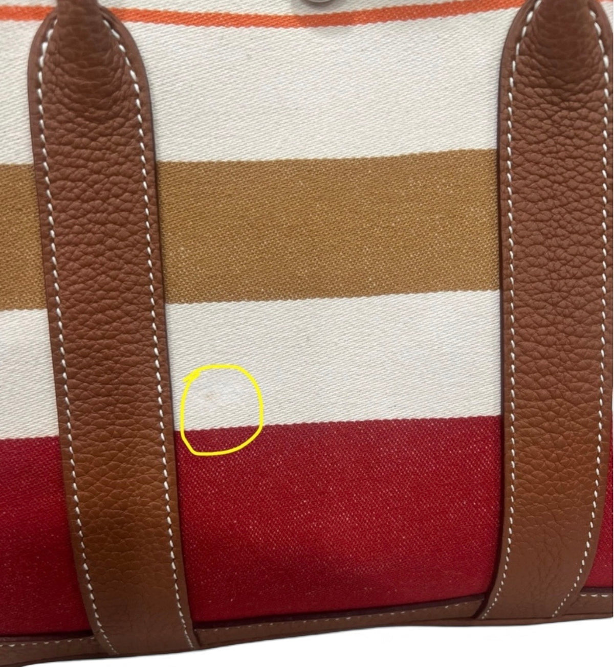 HERMES Rocabar Garden Party 36 Striped Wool Negonda Leather Tote product photograph 12 - VaultedVIP