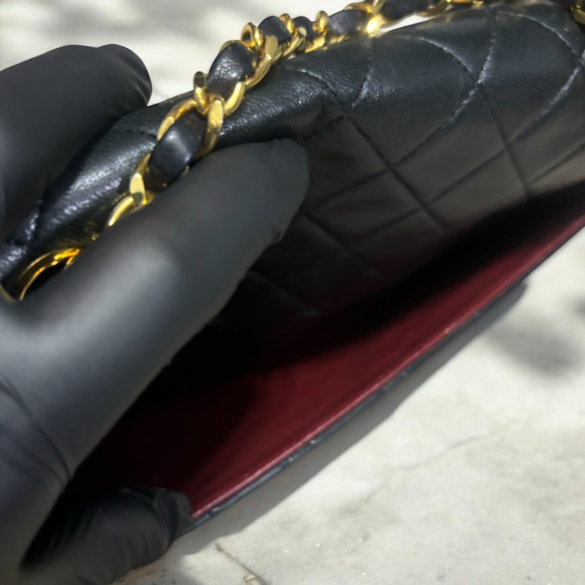 CHANEL Vintage 0 Series Classic Flap Black Lambskin 24K Gold product photograph 8 - VaultedVIP