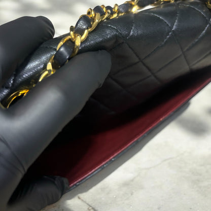 CHANEL Vintage 0 Series Classic Flap Black Lambskin 24K Gold product photograph 8 - VaultedVIP