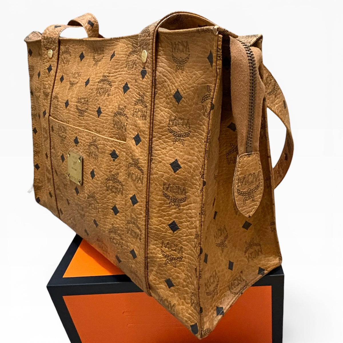 MCM Vintage Cognac Visetos Tote product photograph 4 - VaultedVIP