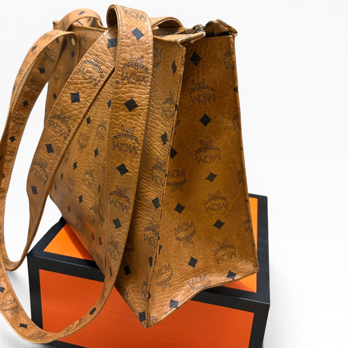 MCM Vintage Cognac Visetos Tote product photograph 5 - VaultedVIP