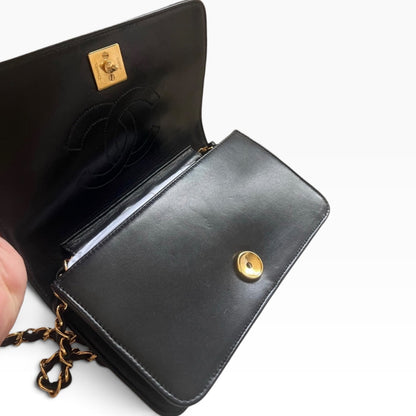 CHANEL Vintage Classic Full Flap Black Lambskin 24K Gold product photograph 12 - VaultedVIP
