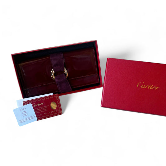 Cartier Burgundy Trinity Patent Leather Wallet product photograph 1 - VaultedVIP
