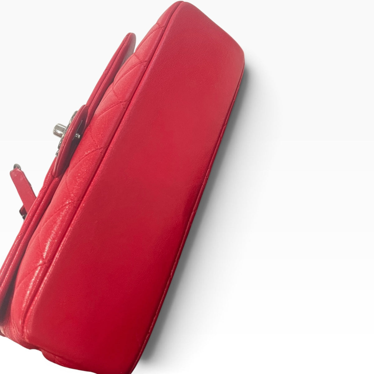 CHANEL Red Quilted Classic Flap Silver Hardware product photograph 7 - VaultedVIP