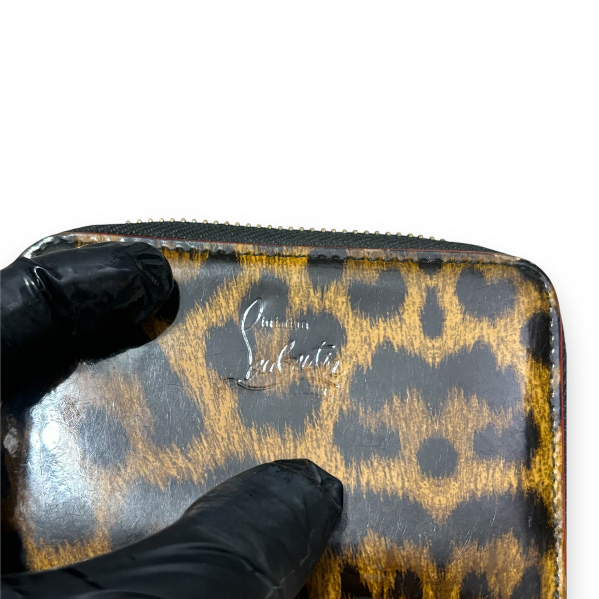 Christian Louboutin Leopard Spike Zip Coin Wallet product photograph 8 - VaultedVIP