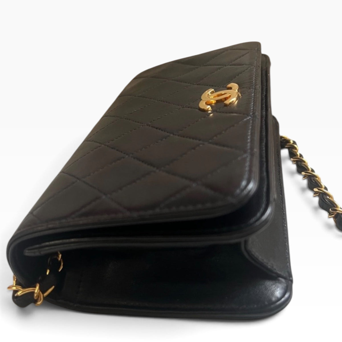 CHANEL Vintage Classic Full Flap Black Lambskin 24K Gold product photograph 10 - VaultedVIP