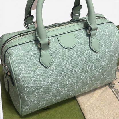 Gucci Mini Ophidia GG Top Handle Green Denim product photograph 5 - VaultedVIP