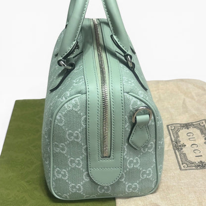 Gucci Mini Ophidia GG Top Handle Green Denim product photograph 7 - VaultedVIP