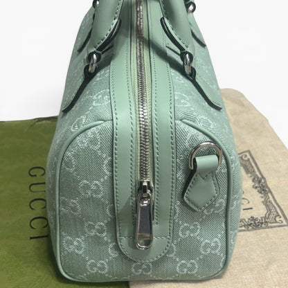Gucci Mini Ophidia GG Top Handle Green Denim product photograph 8 - VaultedVIP