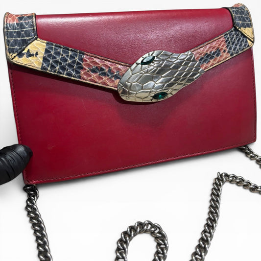Gucci Lilith Red Leather Snake Head Shoulder Bag product photograph 1 - VaultedVIP
