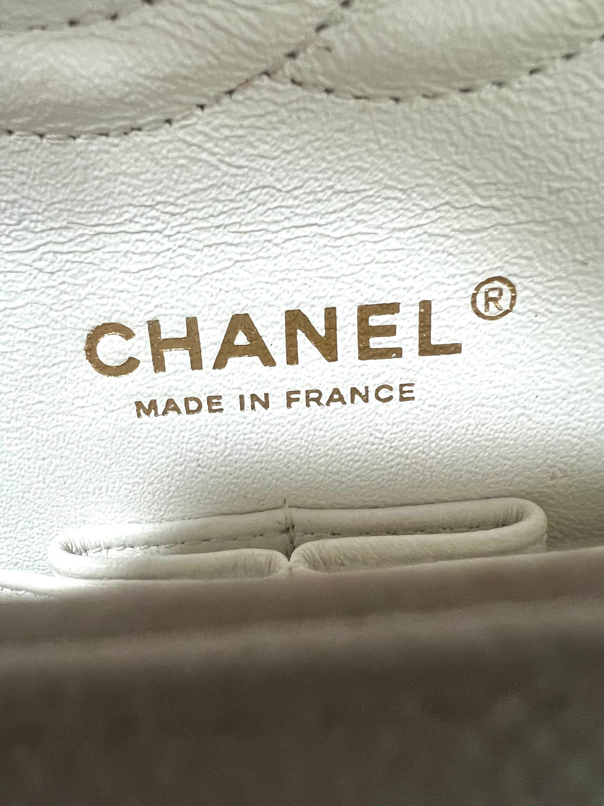 CHANEL Classic Medium Double Flap White Caviar Gold Hardware product photograph 13 - VaultedVIP