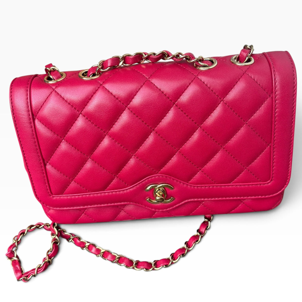 CHANEL Diane Hot Pink Fuchsia Quilted Leather product photograph 2 - VaultedVIP