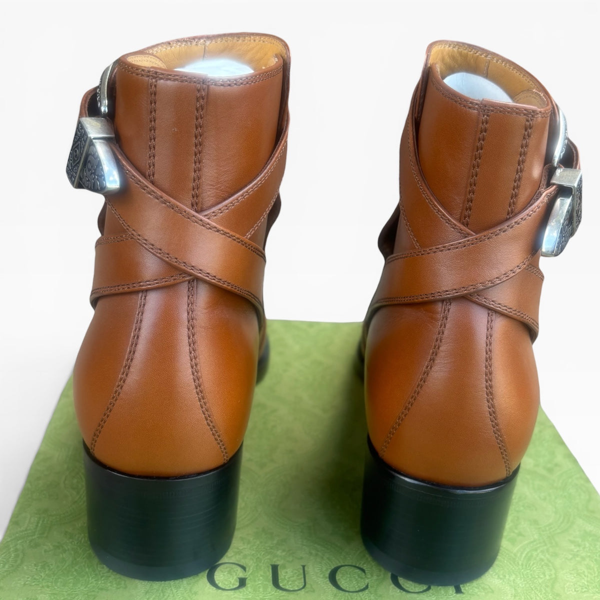 Gucci Jakarta Brown Calfskin Ankle Boots 38.5 product photograph 5 - VaultedVIP