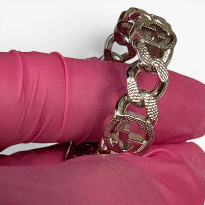 Gucci Interlocking G Gourmette Hoop Earrings Palladium product photograph 5 - VaultedVIP