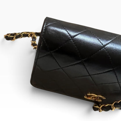 CHANEL Vintage Classic Full Flap Black Lambskin 24K Gold product photograph 7 - VaultedVIP