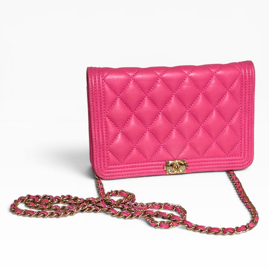CHANEL Boy WOC Pink Calfskin Gold Hardware product photograph 1 - VaultedVIP