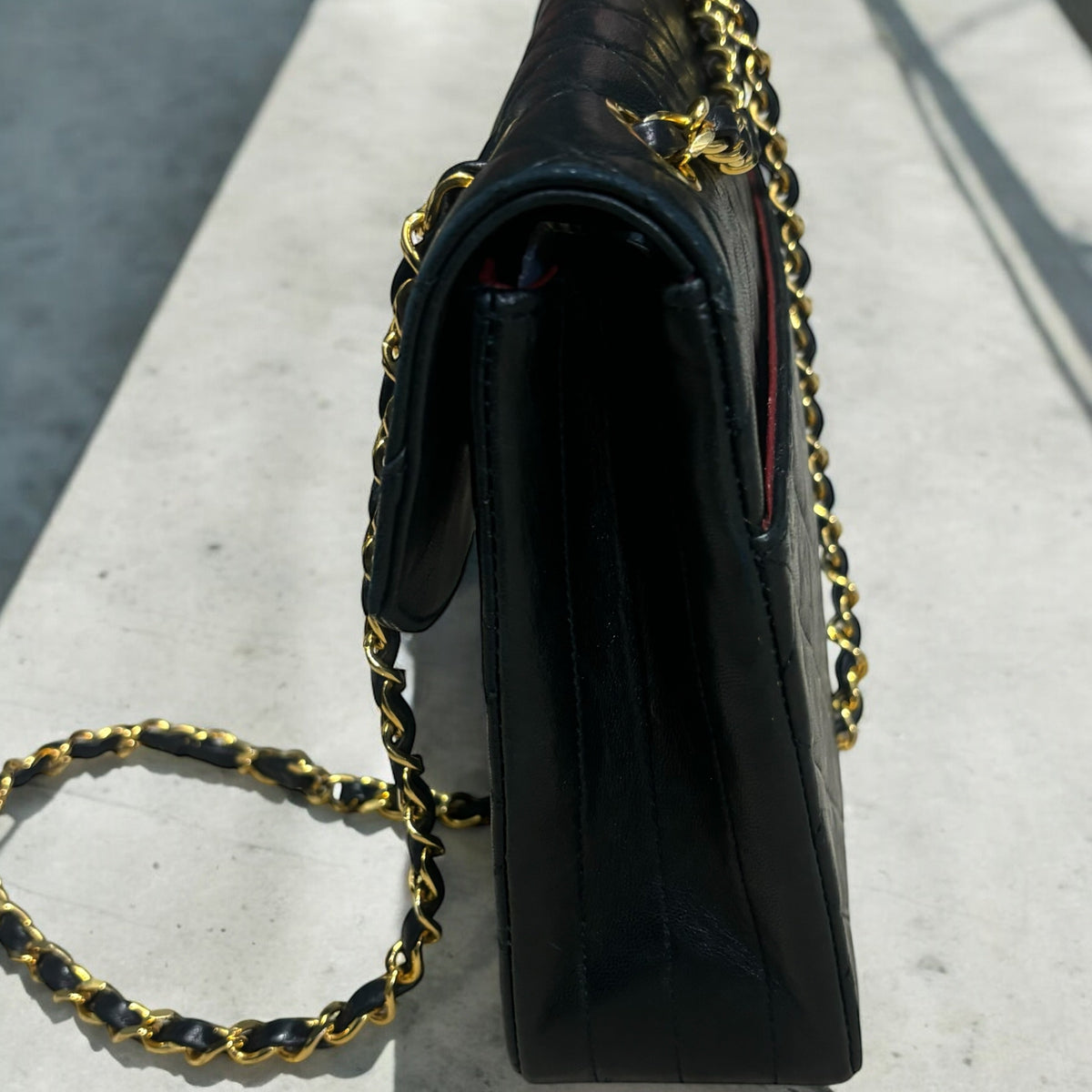 CHANEL Vintage 0 Series Classic Flap Black Lambskin 24K Gold product photograph 7 - VaultedVIP
