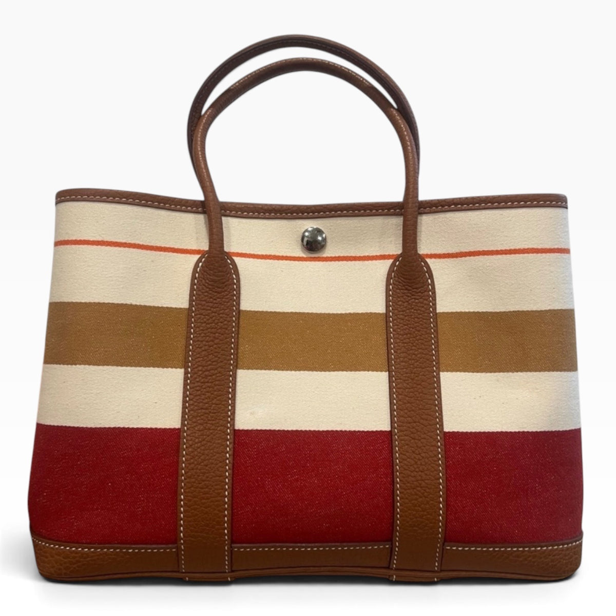 HERMES Rocabar Garden Party 36 Striped Wool Negonda Leather Tote product photograph 2 - VaultedVIP