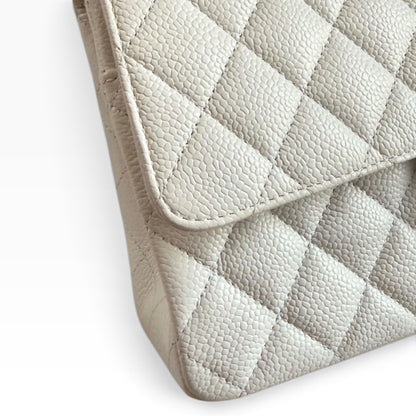 CHANEL Classic Medium Double Flap White Caviar Gold Hardware product photograph 10 - VaultedVIP