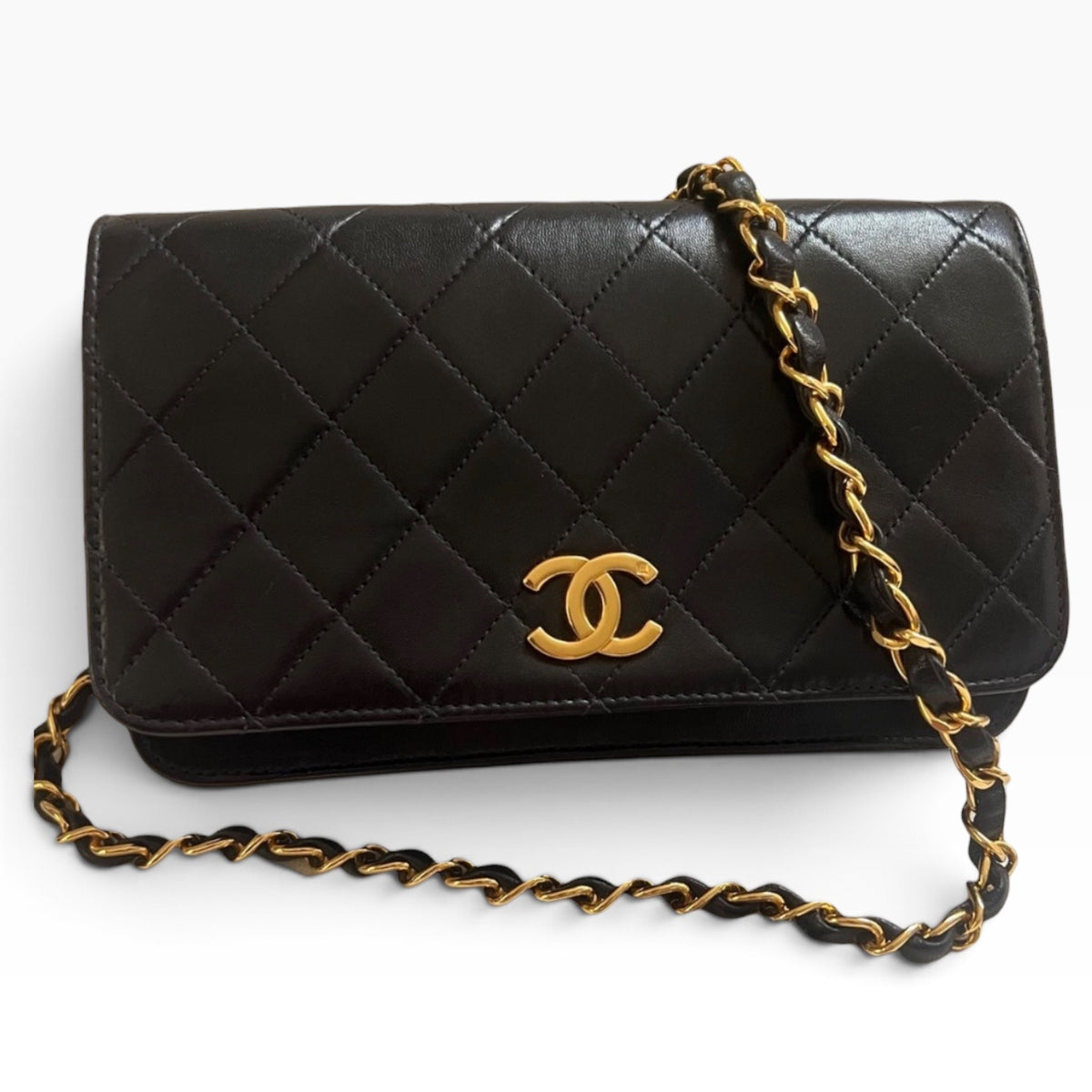CHANEL Vintage Classic Full Flap Black Lambskin 24K Gold product photograph 4 - VaultedVIP