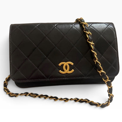 CHANEL Vintage Classic Full Flap Black Lambskin 24K Gold product photograph 4 - VaultedVIP