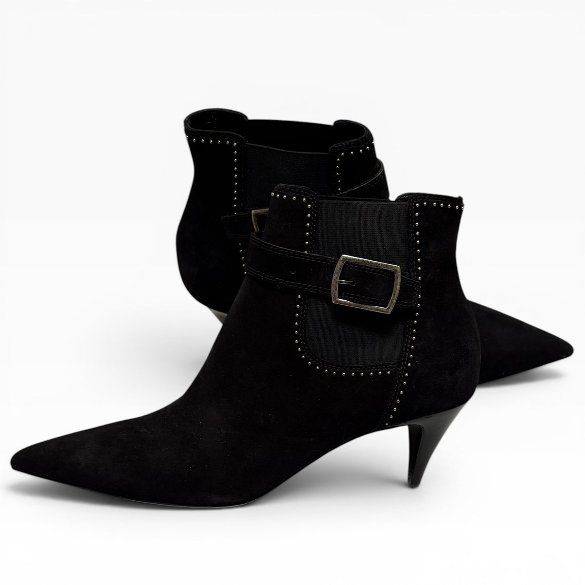 Saint Laurent Black Suede Studded Ankle Boots Size 41 product photograph 1 - VaultedVIP