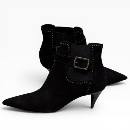 Saint Laurent Black Suede Studded Ankle Boots Size 41 product photograph 1 - VaultedVIP