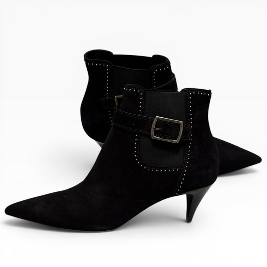 Saint Laurent Black Suede Studded Ankle Boots Size 41 product photograph 1 - VaultedVIP