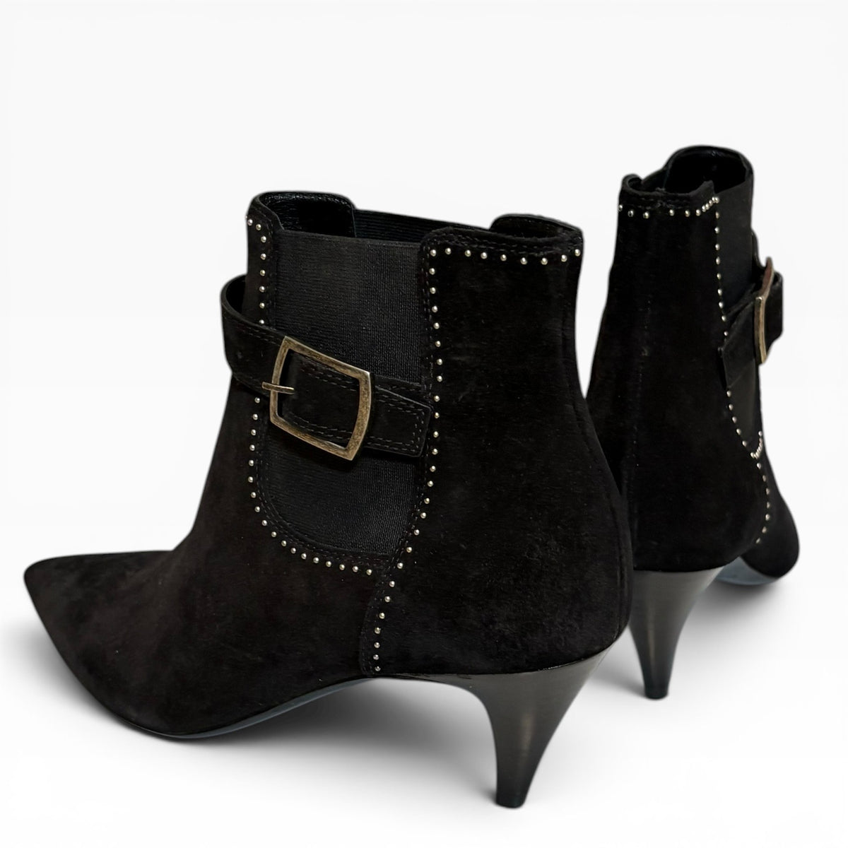 Saint Laurent Black Suede Studded Ankle Boots Size 41 product photograph 3 - VaultedVIP