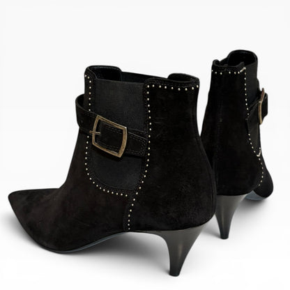 Saint Laurent Black Suede Studded Ankle Boots Size 41 product photograph 3 - VaultedVIP