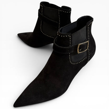 Saint Laurent Black Suede Studded Ankle Boots Size 41 product photograph 4 - VaultedVIP