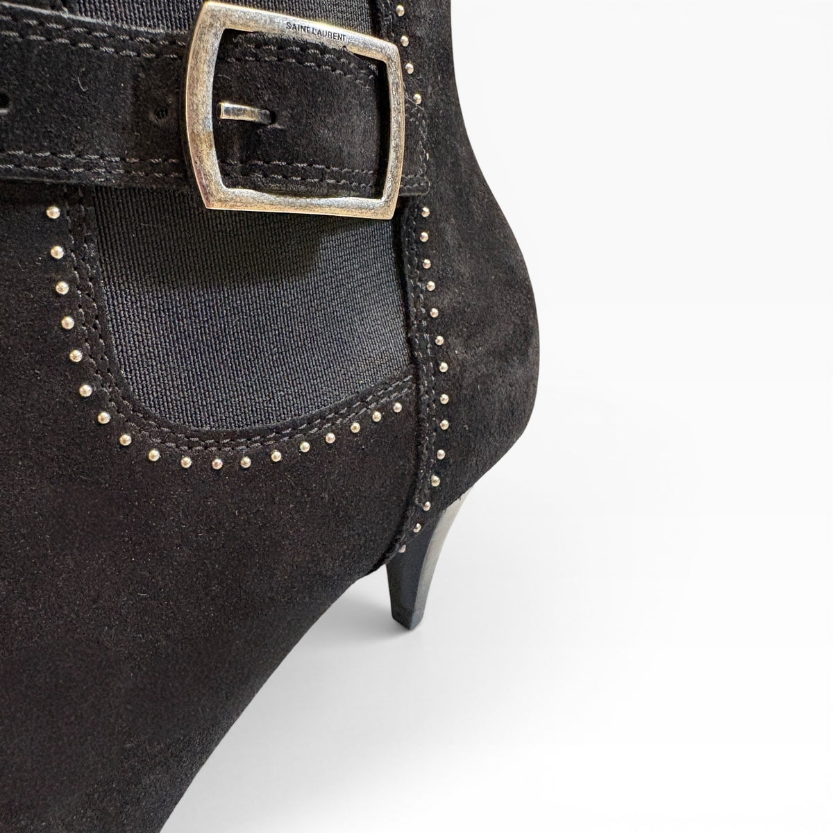 Saint Laurent Black Suede Studded Ankle Boots Size 41 product photograph 5 - VaultedVIP