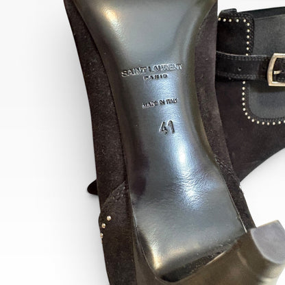 Saint Laurent Black Suede Studded Ankle Boots Size 41 product photograph 6 - VaultedVIP