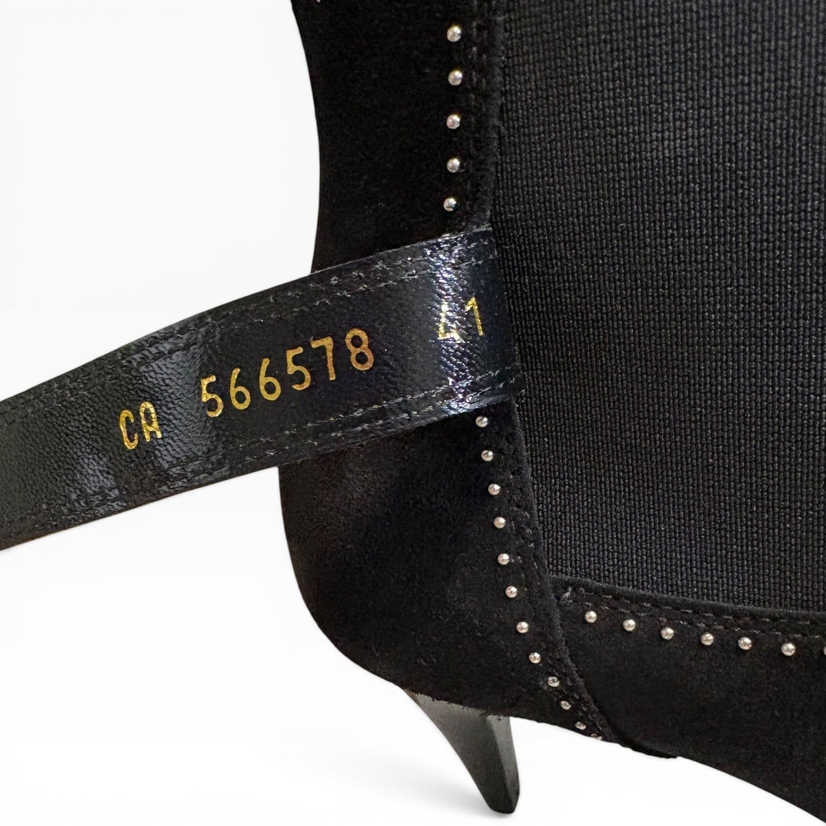 Saint Laurent Black Suede Studded Ankle Boots Size 41 product photograph 8 - VaultedVIP
