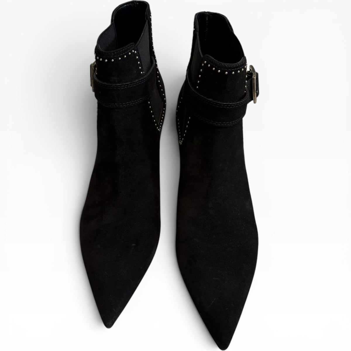 Saint Laurent Black Suede Studded Ankle Boots Size 41 product photograph 9 - VaultedVIP