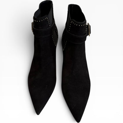 Saint Laurent Black Suede Studded Ankle Boots Size 41 product photograph 9 - VaultedVIP