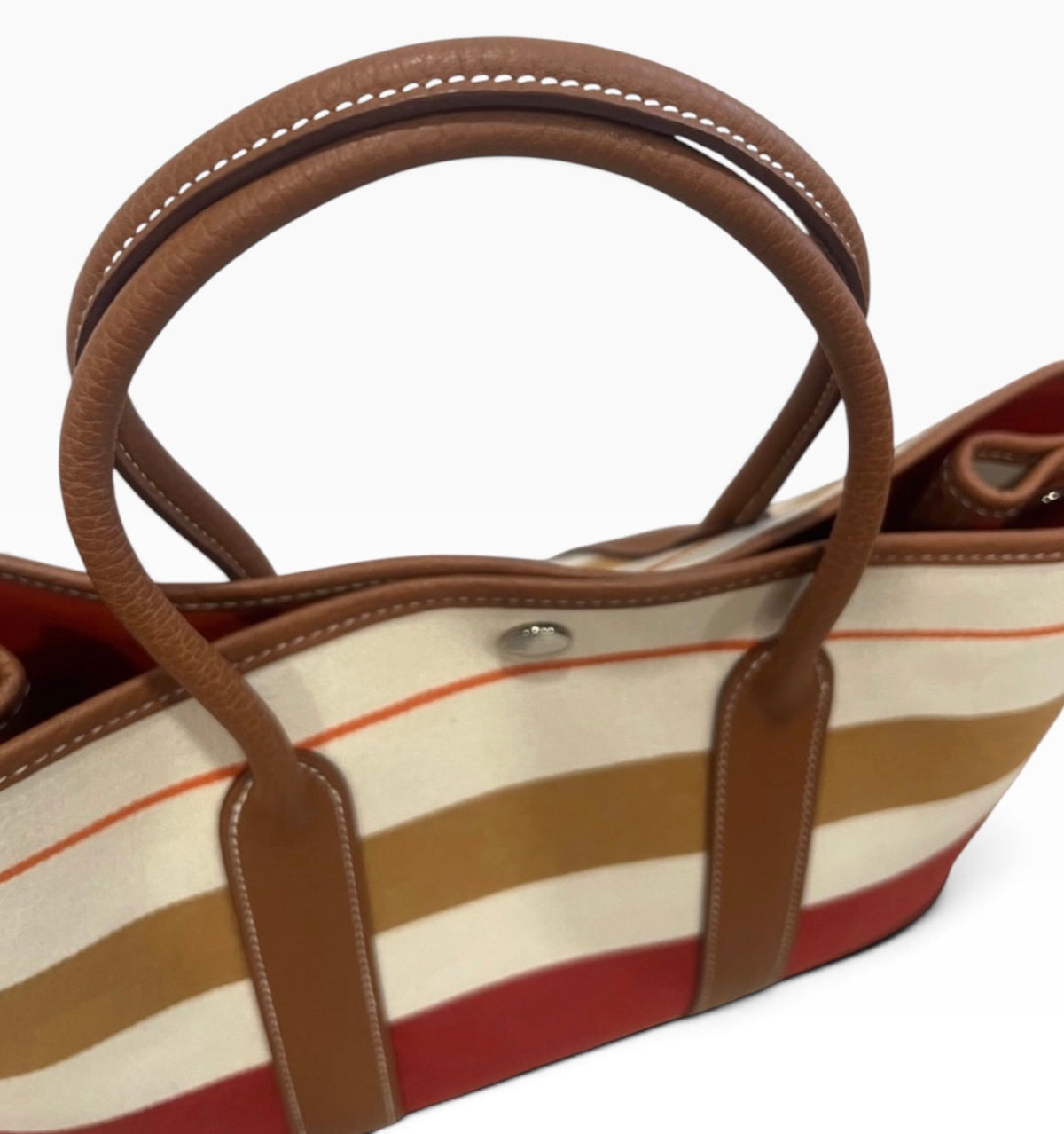 HERMES Rocabar Garden Party 36 Striped Wool Negonda Leather Tote product photograph 7 - VaultedVIP