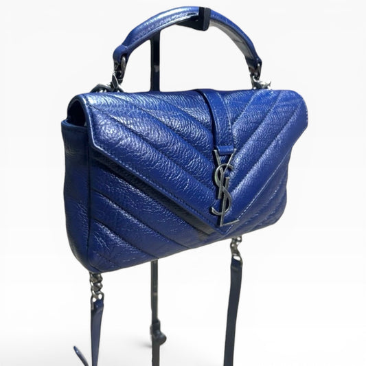 Saint Laurent Mini College Royal Blue Leather Bag product photograph 1 - VaultedVIP